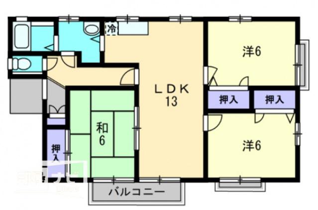 ディアス志津川(3LDK/1階)の間取り写真
