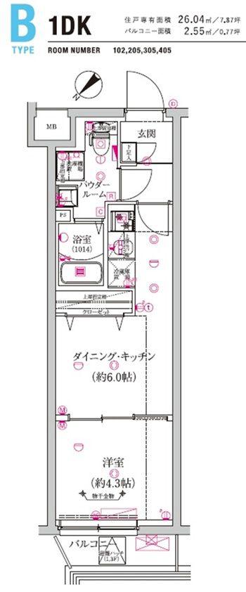MAXIV上石神井(1DK/1階)の間取り写真
