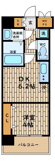スプランディッド中之島ウエスト(1DK/11階)の間取り写真