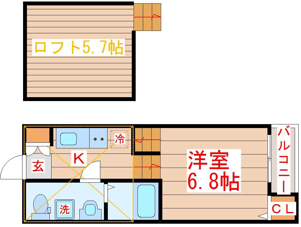 仙台市地下鉄南北線 仙台駅 徒歩9分 2階建 築11年(1K/2階)の間取り写真