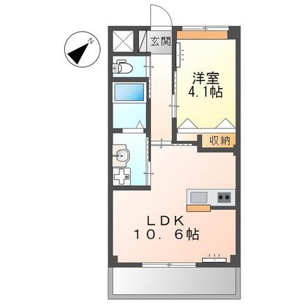 ユニヴァリィ県庁東(1LDK/3階)の間取り写真