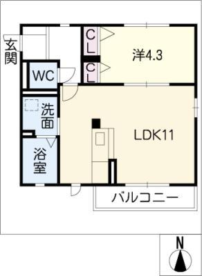 エスペランサ(1LDK/2階)の間取り写真