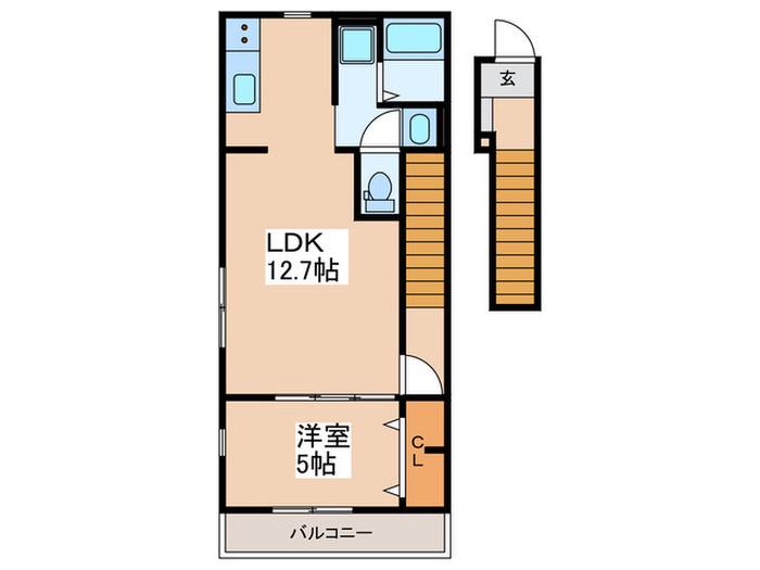 リーブルファイン相模原共和II(1LDK/2階)の間取り写真