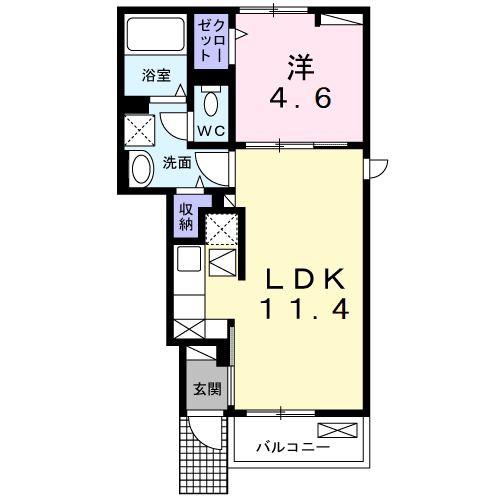 LA PACE(1LDK/1階)の間取り写真