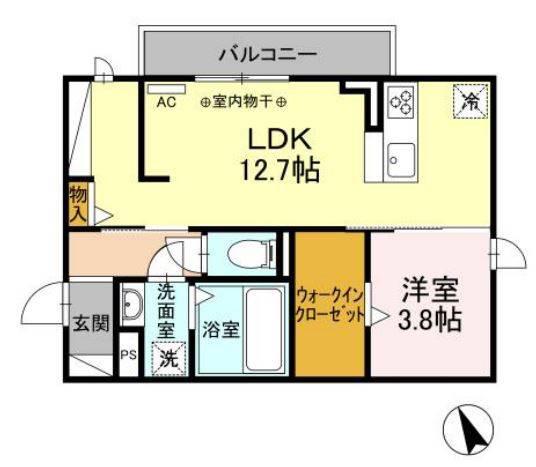 アンジュ(1LDK/2階)の間取り写真