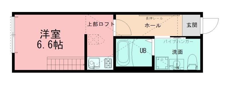 ハイロフト海老名(1K/2階)の間取り写真