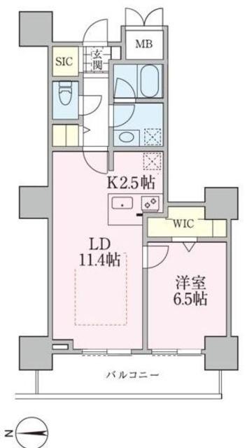 ロイヤルパークスタワー南千住(1LDK/12階)の間取り写真