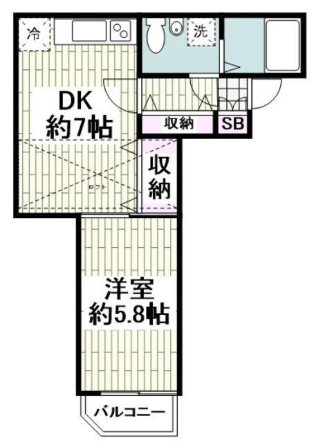 PORTO FLOR(1DK/2階)の間取り写真