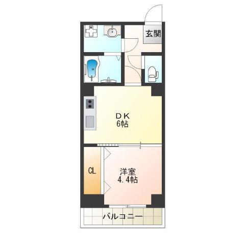 グランパシフィック梅南(1DK/7階)の間取り写真