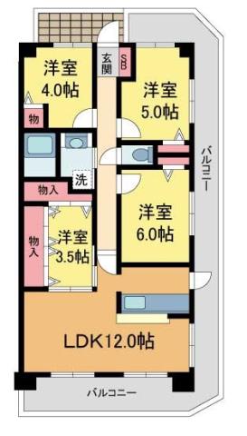ラ・ビスタ宝塚ウエストウイング オクシア(4LDK/13階)の間取り写真