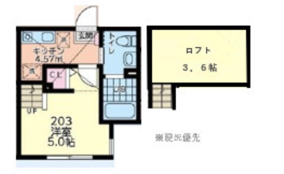 カンパ―ナ鶴間(1K/2階)の間取り写真