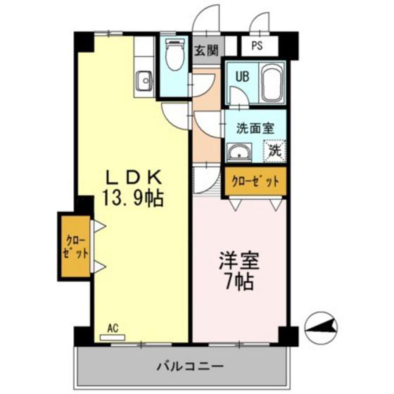 U-FLATS(1LDK/4階)の間取り写真