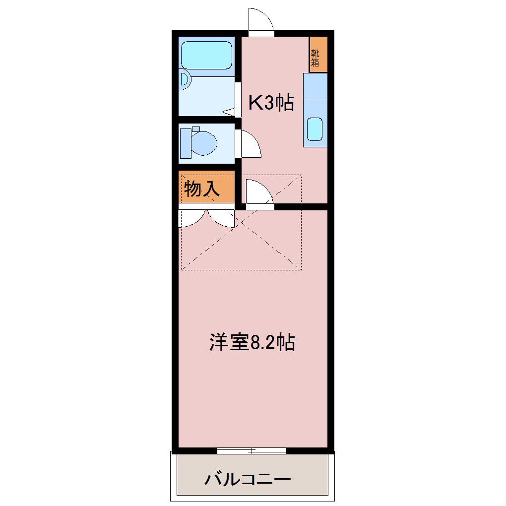 ノーブルカーサ多賀城(1K/2階)の間取り写真