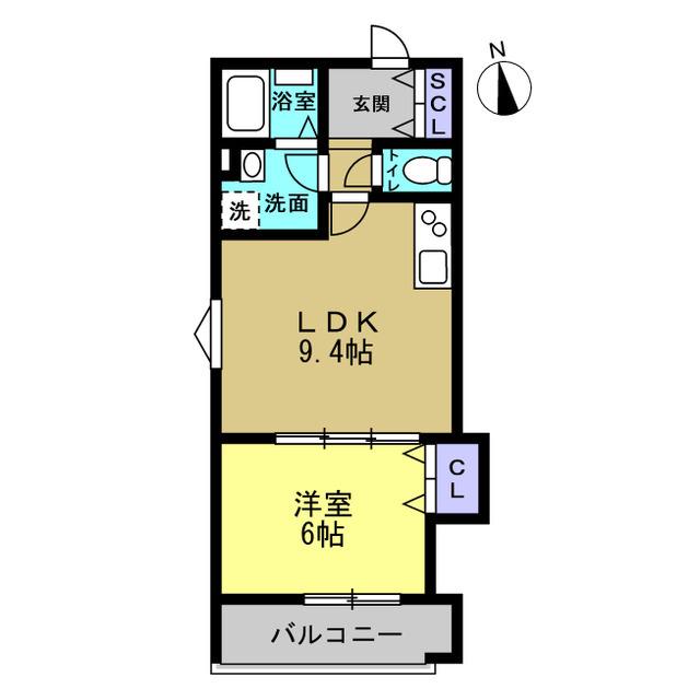 NAGAMORI新深江(1LDK/1階)の間取り写真