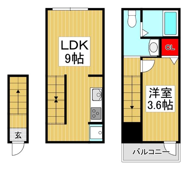 MOKーURBAN TODAKOEN(1LDK/2階)の間取り写真