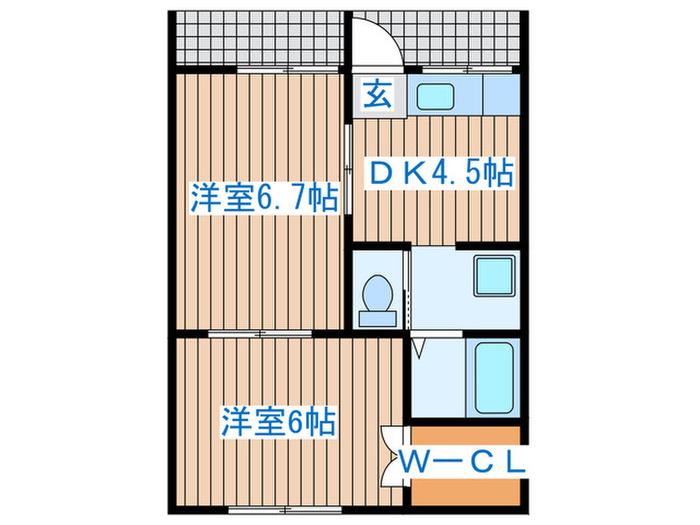 セラブール芳賀参番館(2DK/1階)の間取り写真