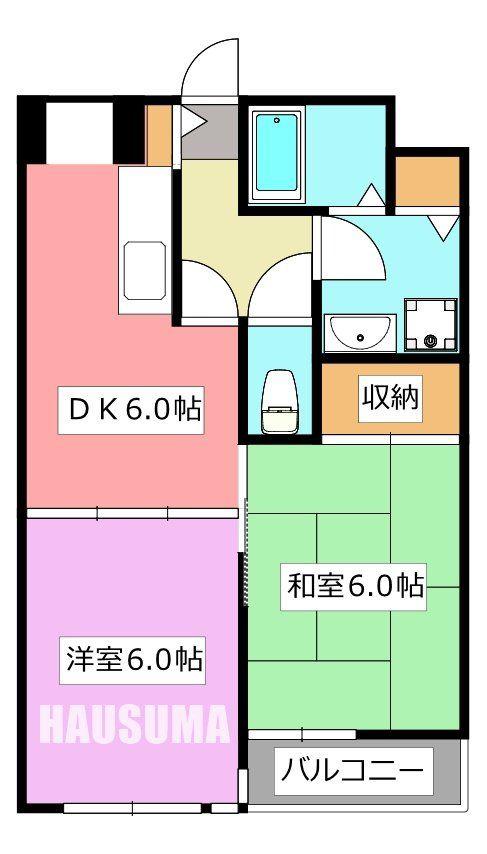 ラポールヤマミツ(2DK/4階)の間取り写真