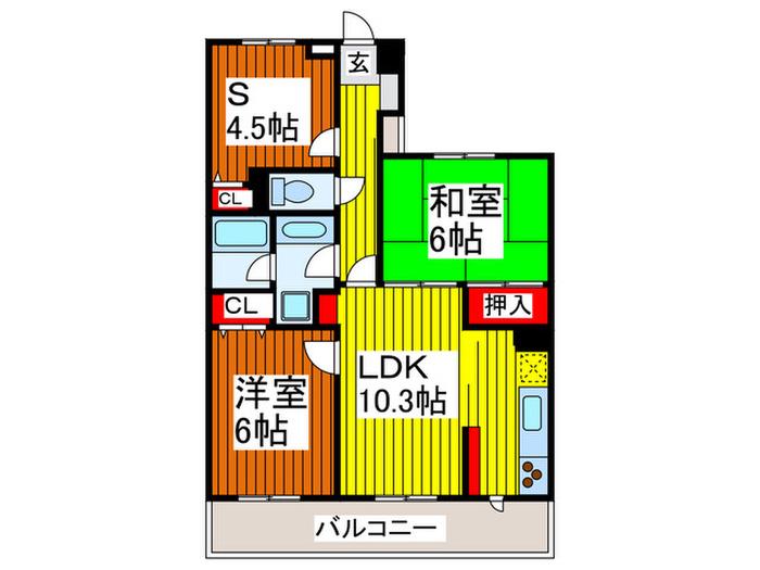 コスモ与野チェロード(2SLDK/3階)の間取り写真