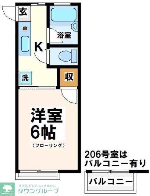 ヴィラローズ(1K/1階)の間取り写真