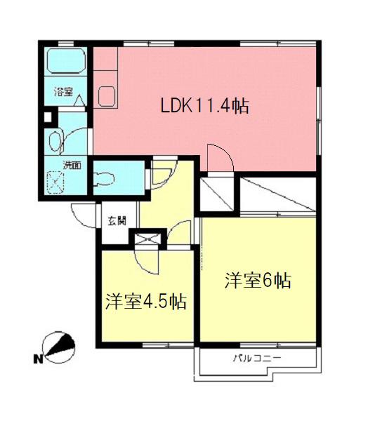 グランドソレーユ(2LDK/1階)の間取り写真