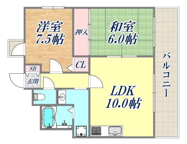 TWIGGY崇徳院2(2LDK/3階)の間取り写真