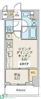 クレストコート北千住レジデンス(1LDK/4階)の間取り写真