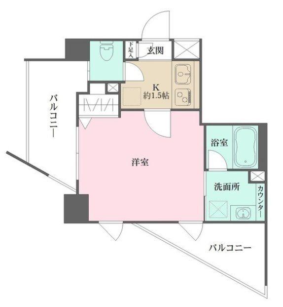 アジールコート品川(1K/5階)の間取り写真
