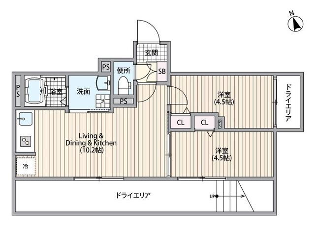 HJクラウンI(2LDK/B1階)の間取り写真