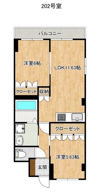 サンフィット(2LDK/2階)の間取り写真