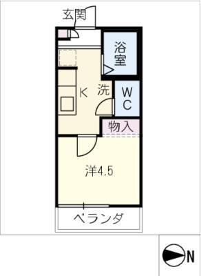 コーポ朝日(1K/2階)の間取り写真