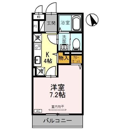 COCO上米島(1K/3階)の間取り写真