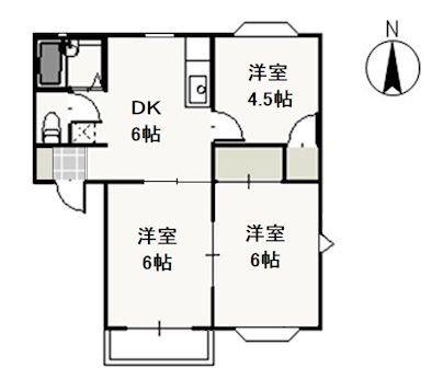 ドリームパレスK1(3DK/2階)の間取り写真