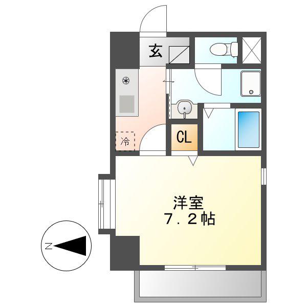 CRECER新栄(1K/5階)の間取り写真