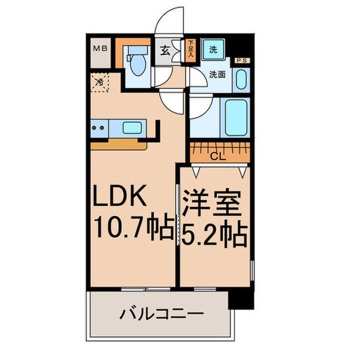 プレミアム浅間町(1LDK/2階)の間取り写真