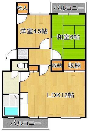 富士見サンハイツ(2LDK/3階)の間取り写真