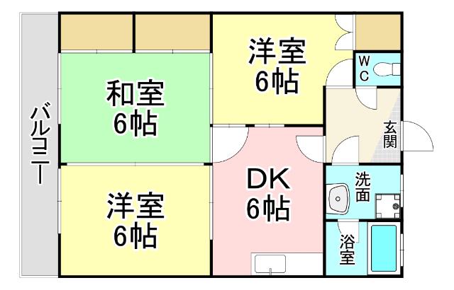 レジデンス竪林(3DK/2階)の間取り写真