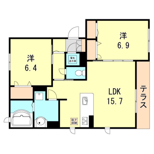 芦屋東山APARTMENTS(2LDK/1階)の間取り写真