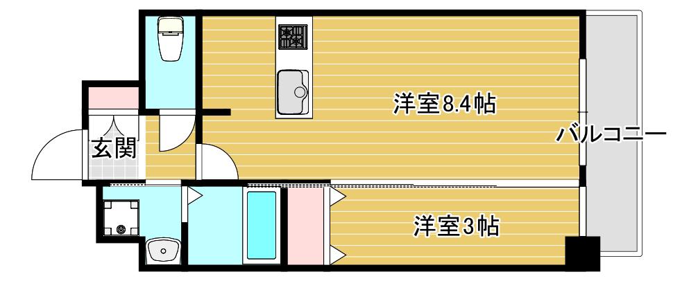 プレサンス難波マジョリティ(1LDK/6階)の間取り写真