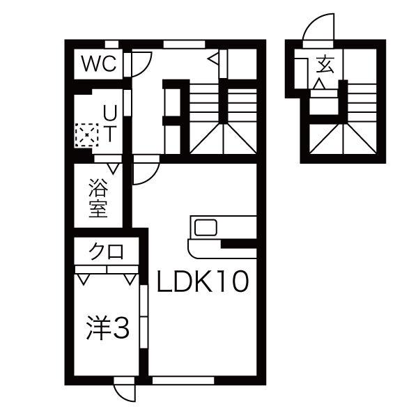 トゥーランドット(1LDK/2階)の間取り写真