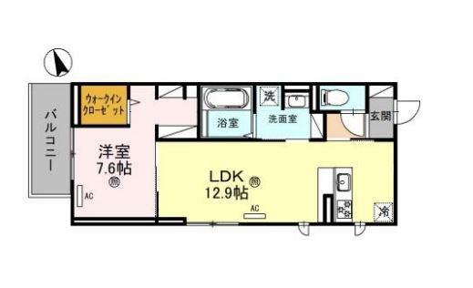 D-PLACE安田(1LDK/3階)の間取り写真