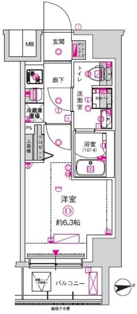 CREST TAPP川崎港町(1K/8階)の間取り写真