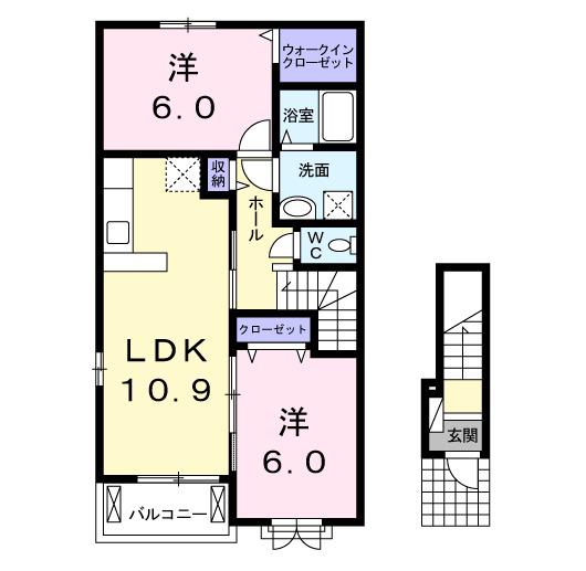 アルカンシェルA(2LDK/2階)の間取り写真