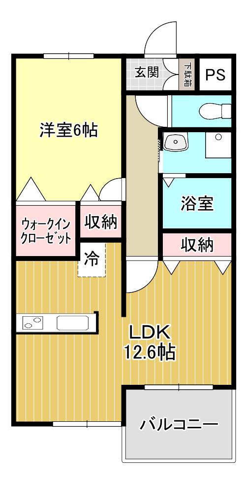 SHINE HILLS(1LDK/2階)の間取り写真