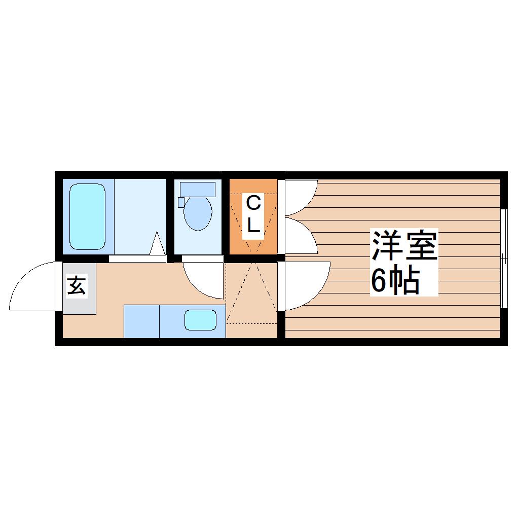ホワイトキャッスル八乙女I(1K/2階)の間取り写真