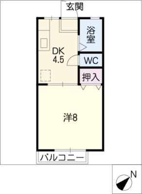 サンライフN(1DK/1階)の間取り写真