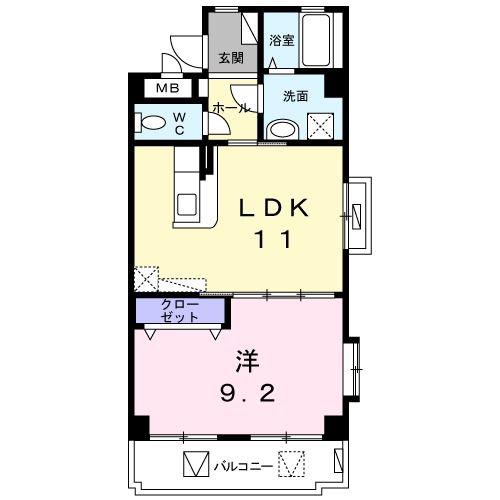 CONFORT(1LDK/3階)の間取り写真