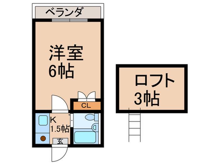 ボンジュール西明石(1K/1階)の間取り写真