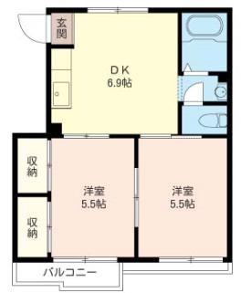 ヴィラ国立(1LDK/2階)の間取り写真