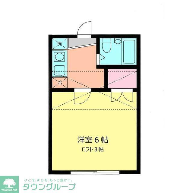 第一鶴ヶ峰ハイツ(1K/2階)の間取り写真