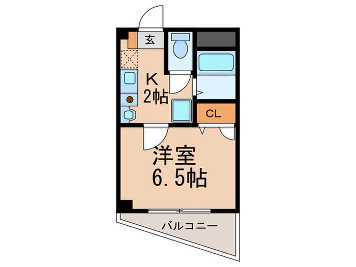 レジデンス六甲III(1K/3階)の間取り写真